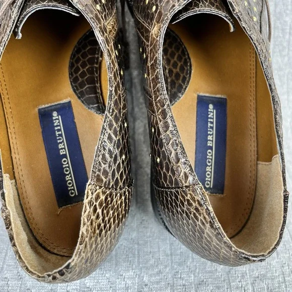 Giorgio Brutini genuine snake skin Men (9) extremely rare gold studs dress shoes